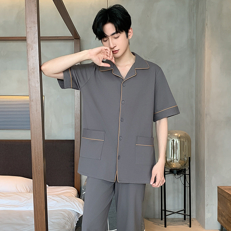 Men's pajama set made of cotton, simple design