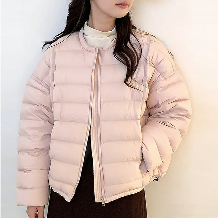 Short women's down jacket, lightweight, loose fit