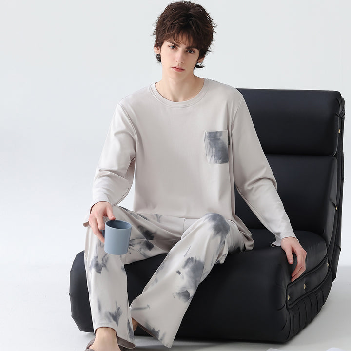 Men's pajama set made from 100% cotton, checkered