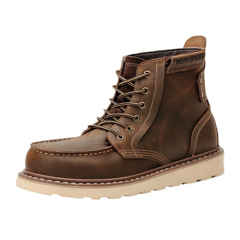 Men's work boots in retro style made of leather