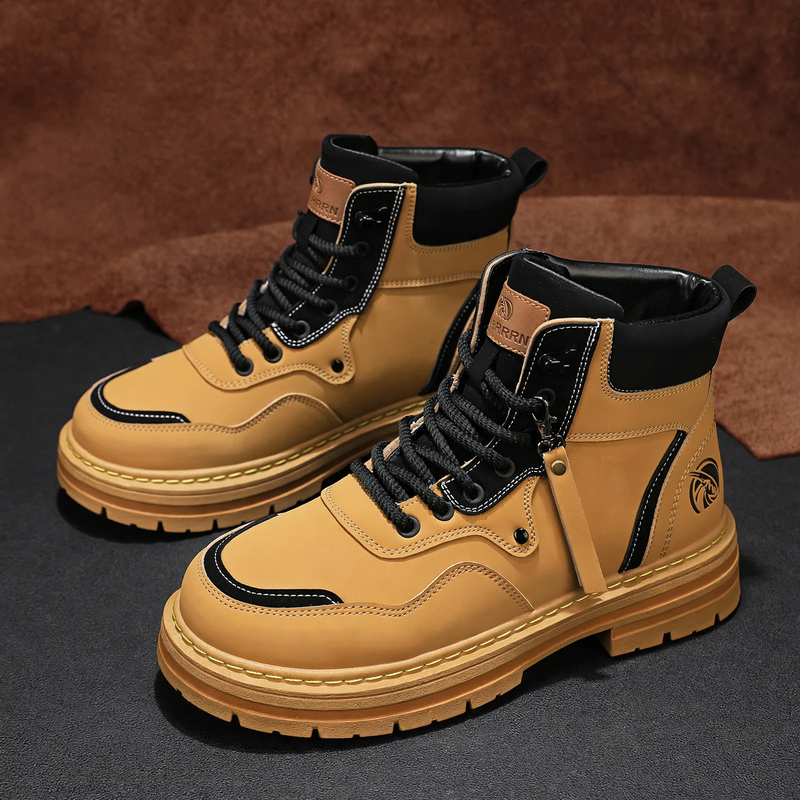 Men's Boots, High-Top, Leather, Vintage Style, Winter