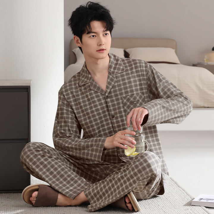 Men's Pajama Set, checkered, cotton, vintage style