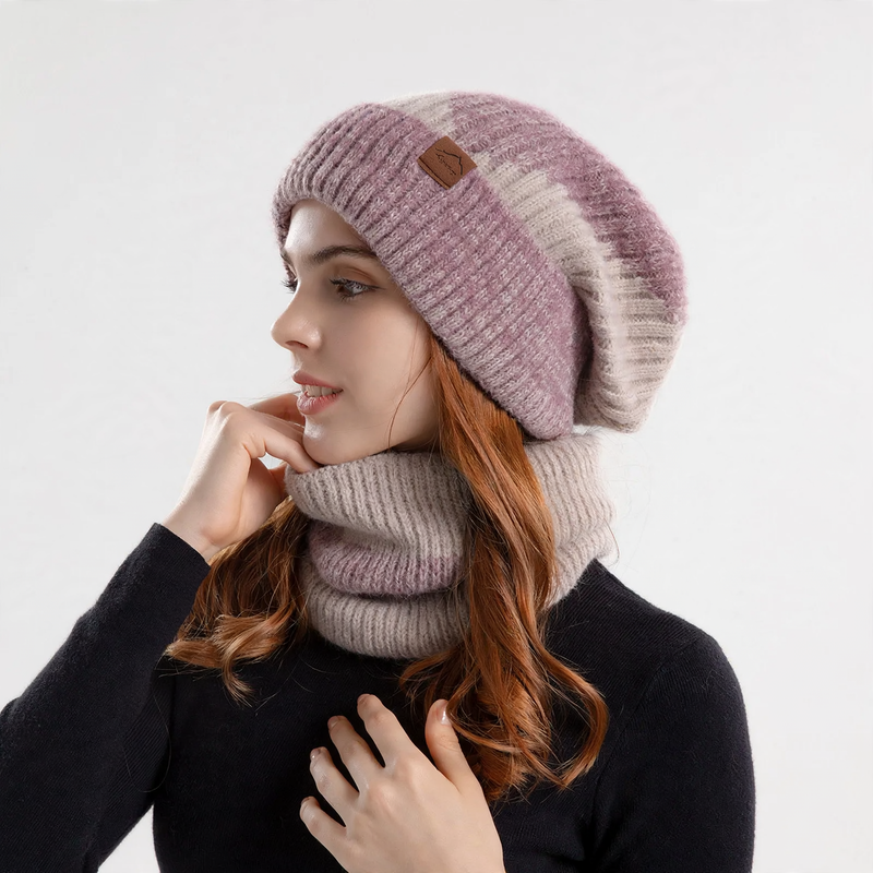 Knit beanie and loop scarf set