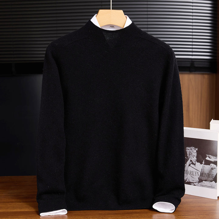 Men's wool sweater, stand-up collar