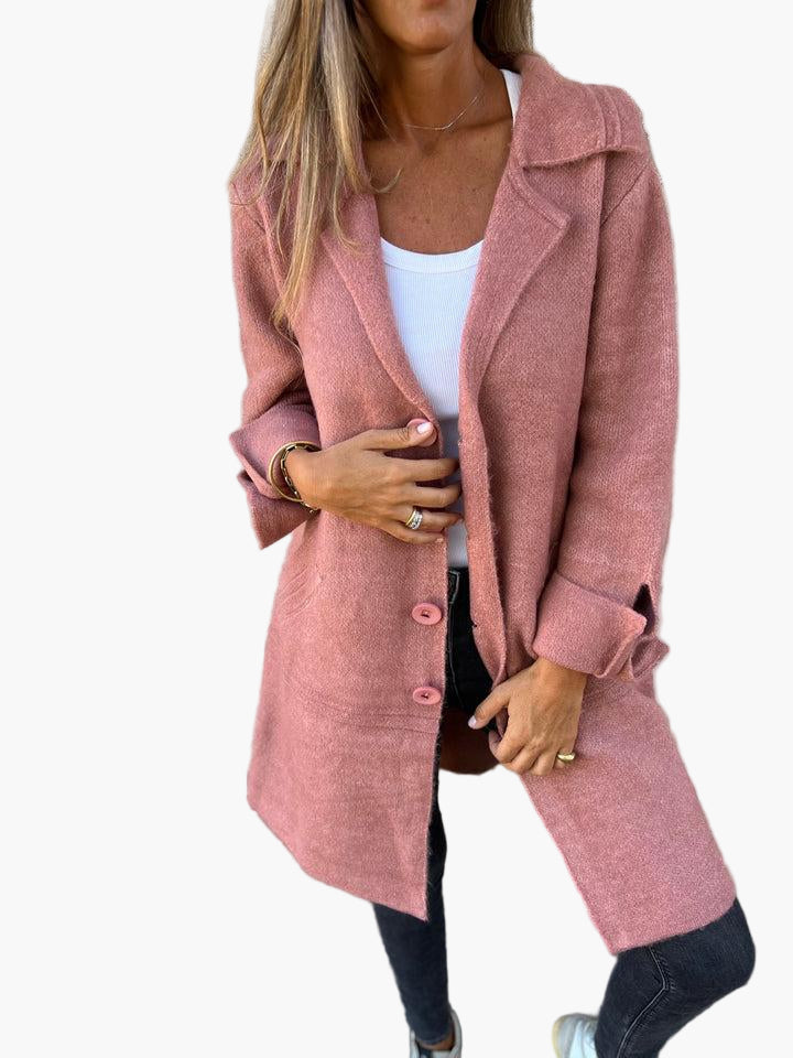 Amarae | Elegant Lapel Coat - Long trench coat for daily wear and the office