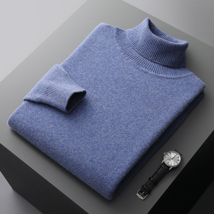 Men's wool pullover, turtleneck, 100% wool