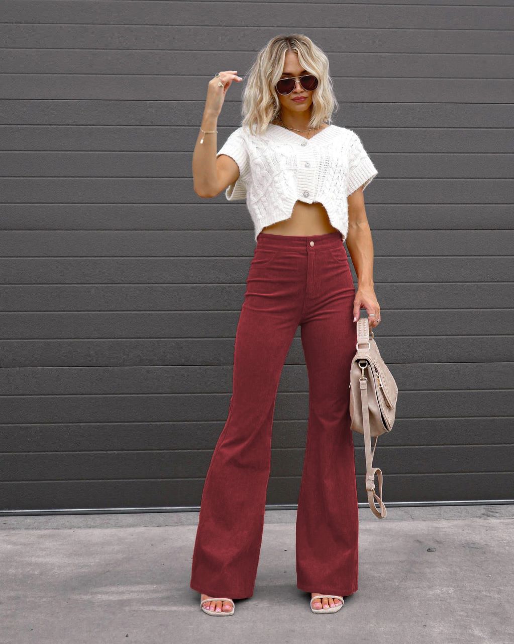 Women's corduroy pants with flared leg