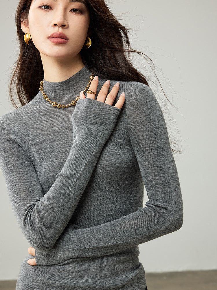 Women’s turtleneck sweater, 100% wool, seamless