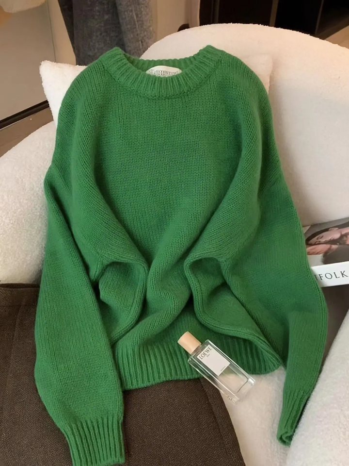 Soft knit sweater in festive red