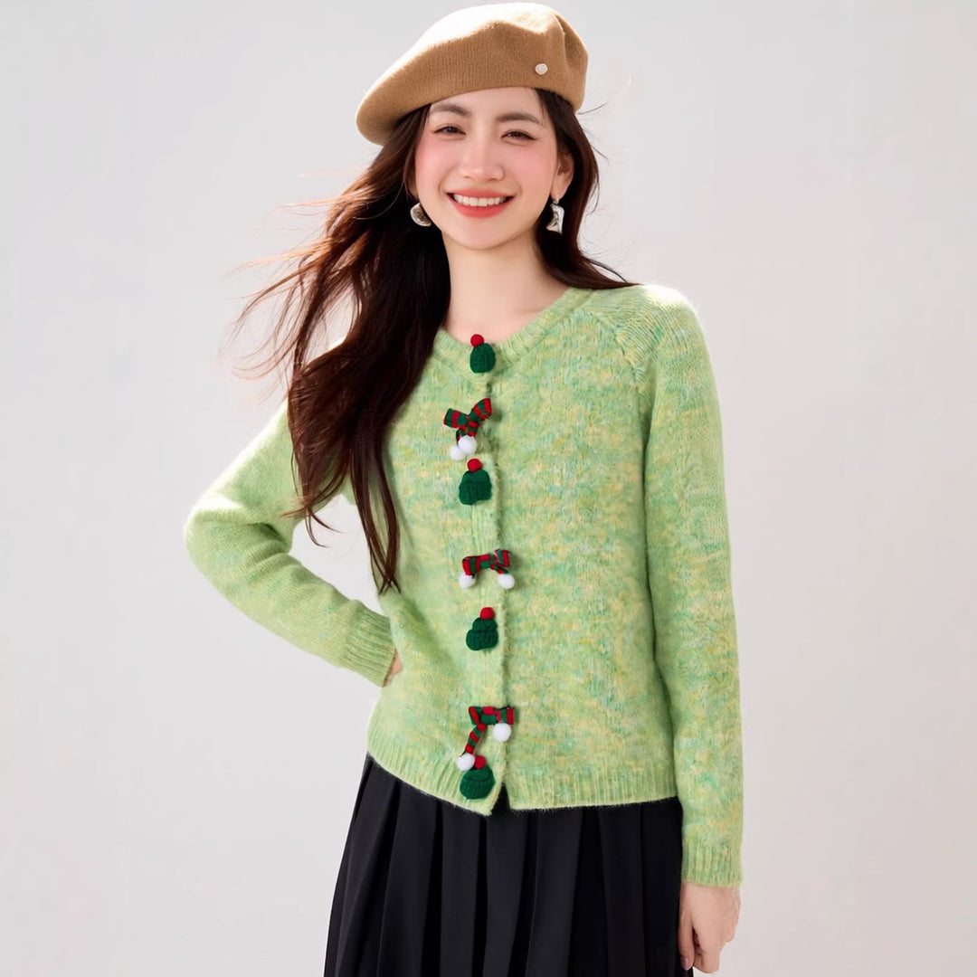 Fluffy knit sweater with 3D effect