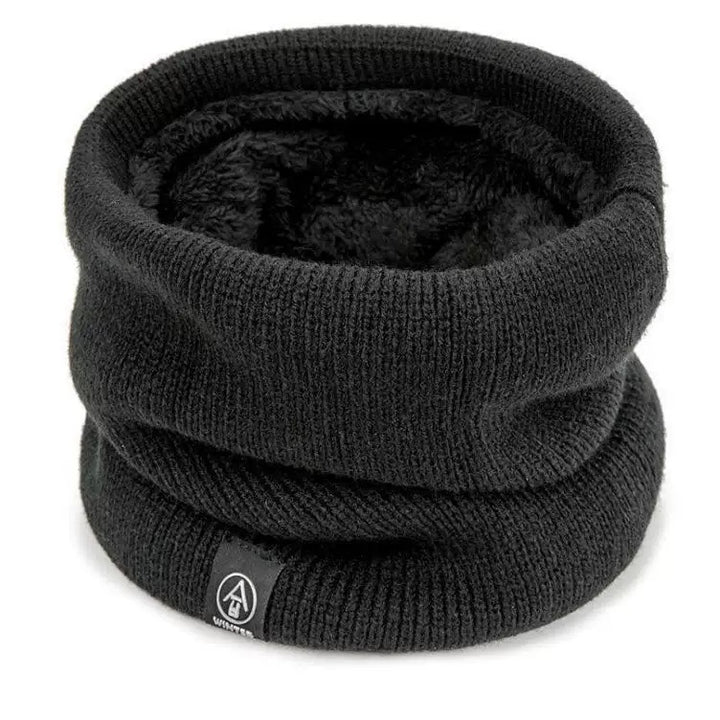 Padded knitted scarf, warming, for winter