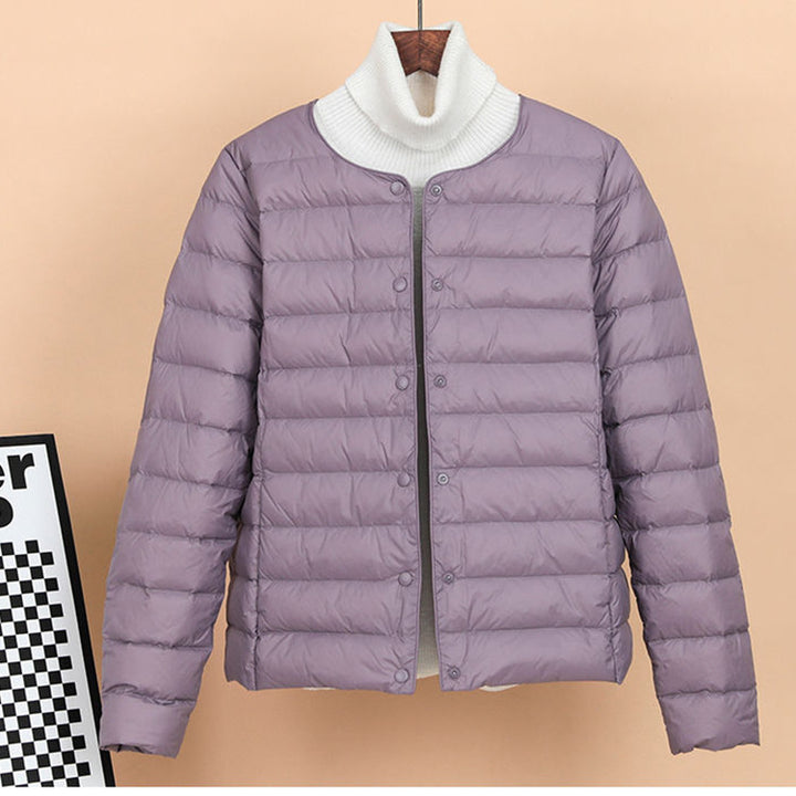 Lightweight, short down jacket as a base layer