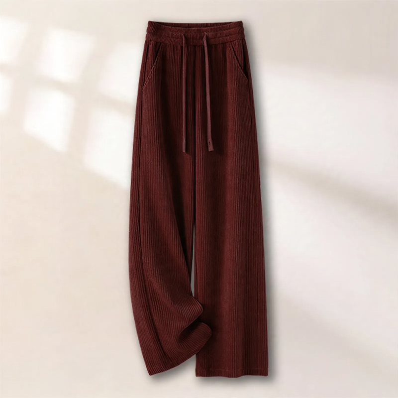 Padded cord wide-leg trousers with a straight cut