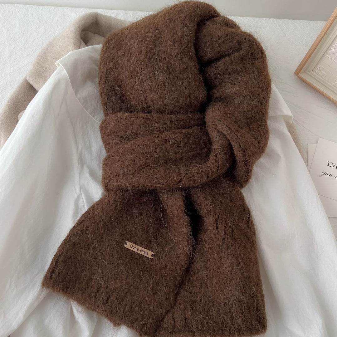 Alpaca wool blend knitted scarf, 22x162 cm
