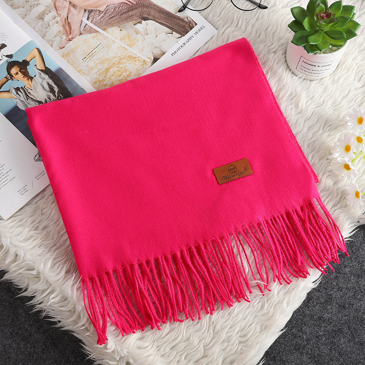 Winter scarf with fringes, 200x70 cm