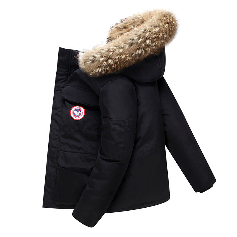 Fashionable unisex down jacket with removable collar