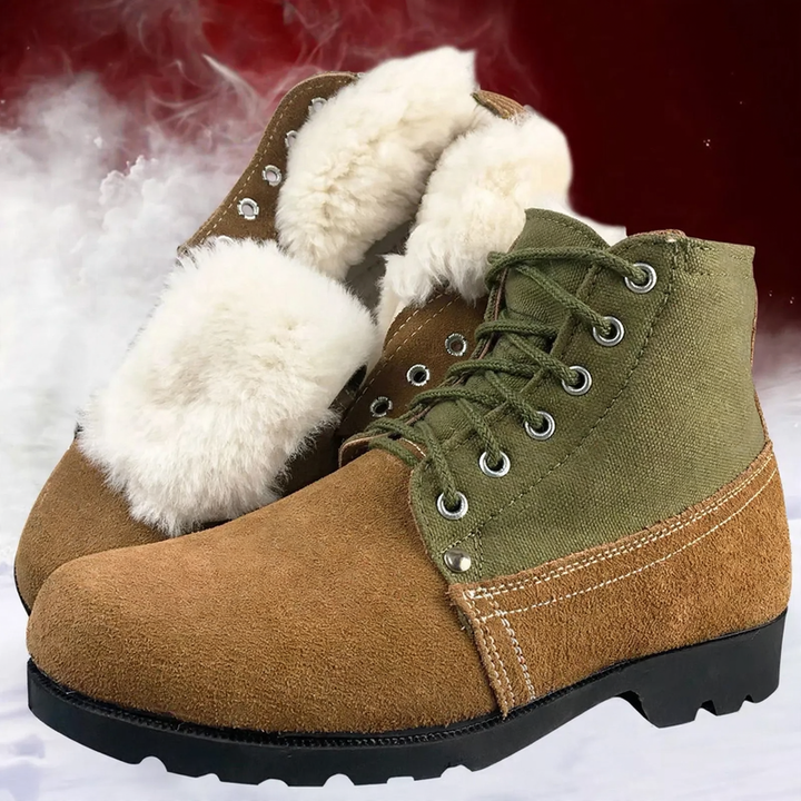 Men's winter boots made of suede, lined