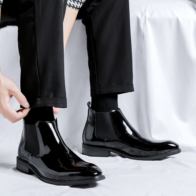 Men's Chelsea Boots, Patent Leather Look