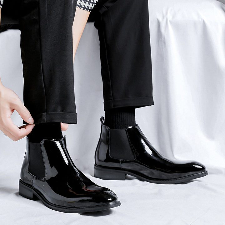 Men's Chelsea Boots, Patent Leather Look