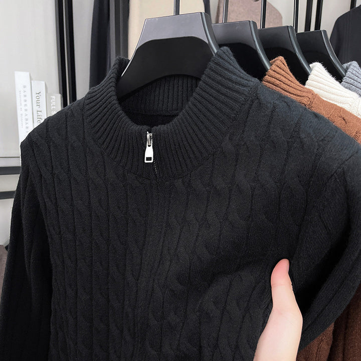 Heavy knit cardigan with textured pattern