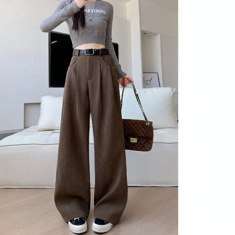 Corduroy suit pants, straight cut