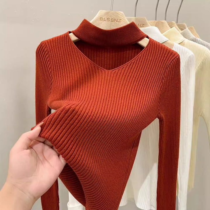 Elegant V-Neck Knit Sweater