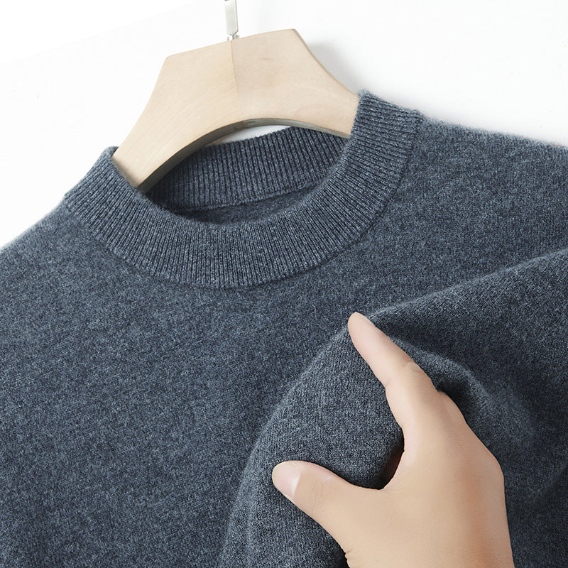 Men's cashmere sweater, solid color, warming