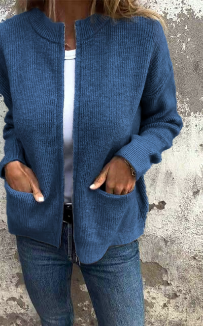 Lune London | Cardigan - Round neck & Zipper - Soft cotton