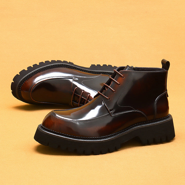 Men's leather boots with zipper