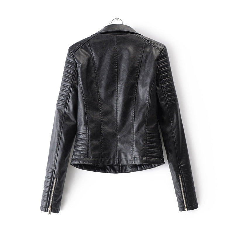 Synthetic leather jacket for women with quilted details and a slim fit Lune London