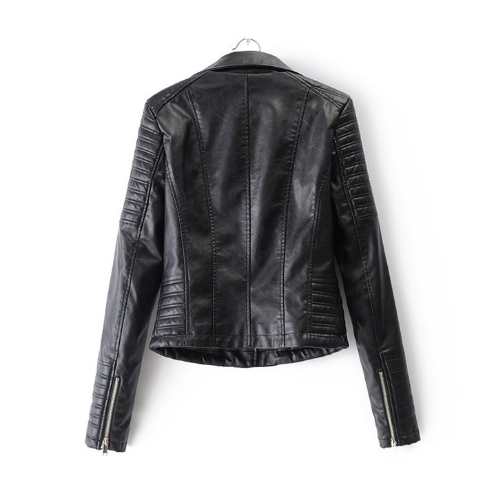 Synthetic leather jacket for women with quilted details and a slim fit Lune London