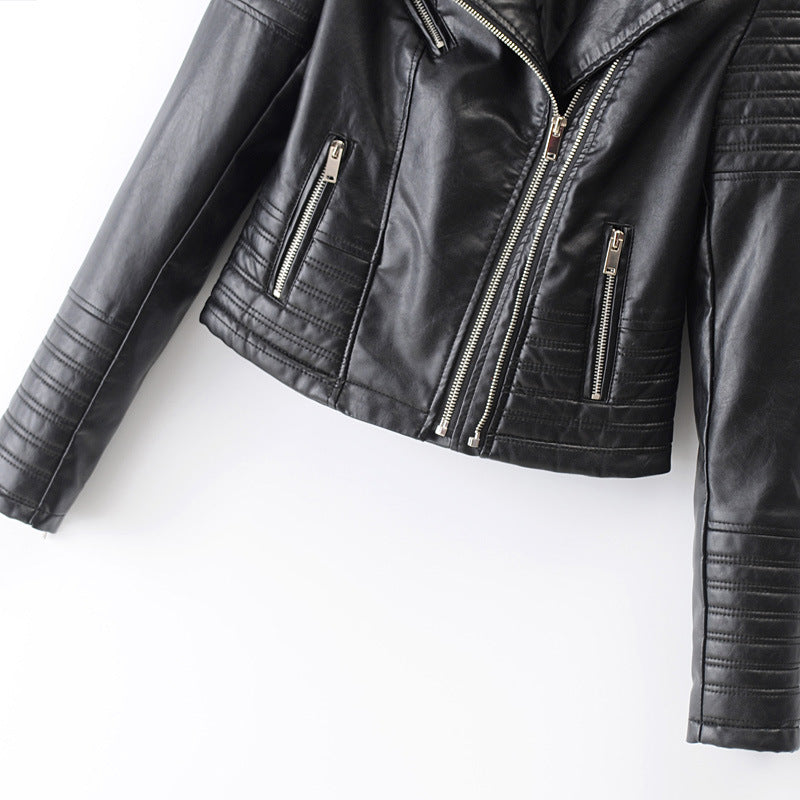Synthetic leather jacket for women with quilted details and a slim fit Lune London