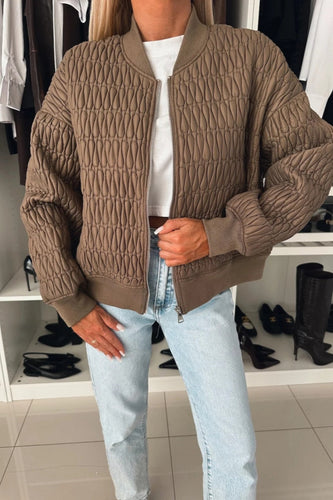 Amarae | Solid color casual jacket with zip closure and Mao collar