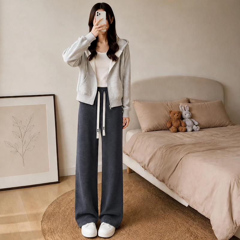 Padded cord trousers, straight cut