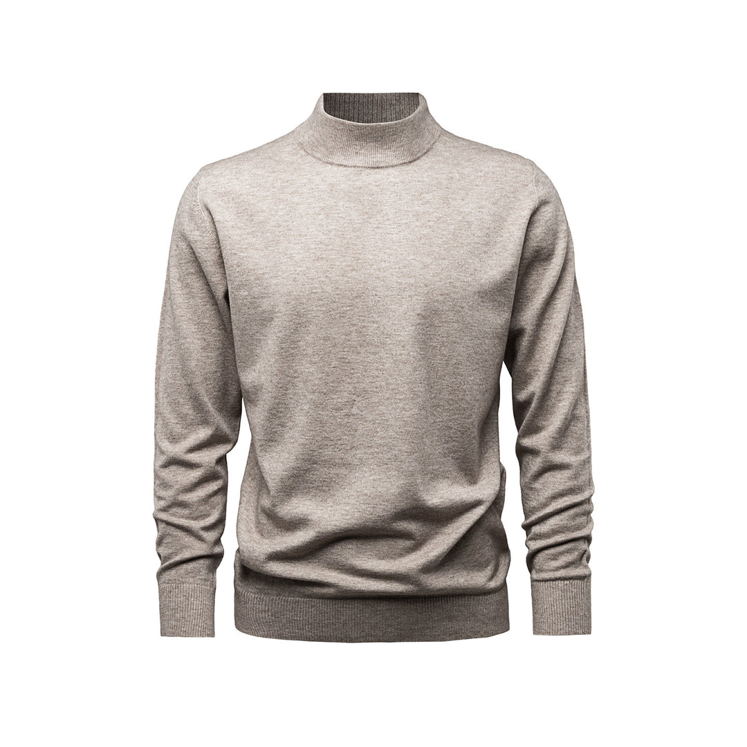 Men's sweater with stand-up collar, solid color
