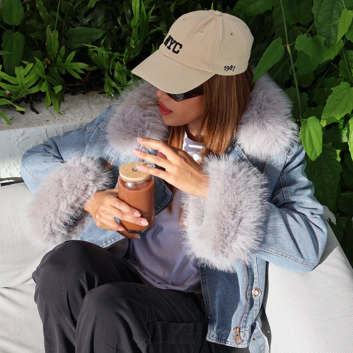Lune London | Denim Jacket with Faux Fur Collar