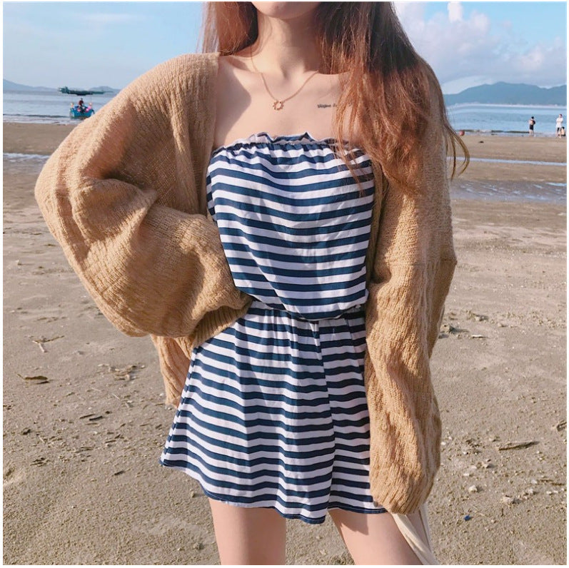 Airy beach dress for women with wide sleeves and decorative fabric Lune London