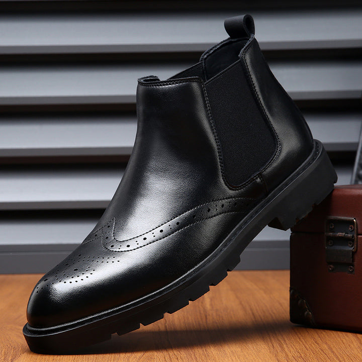 Classic men's Chelsea boots with brogue details