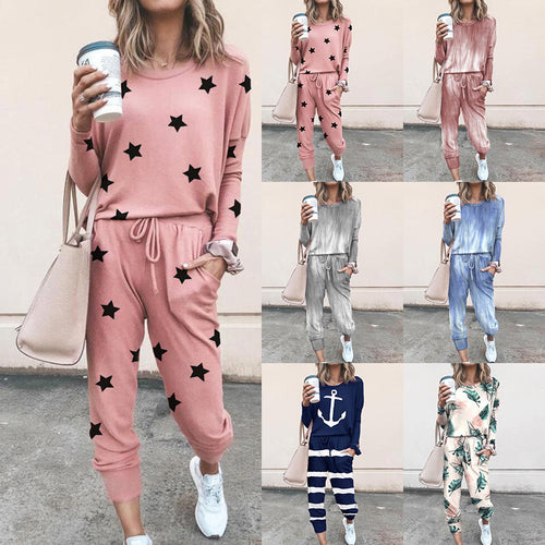 Casual lounge set for women with floral pattern and elastic waistband Amarae