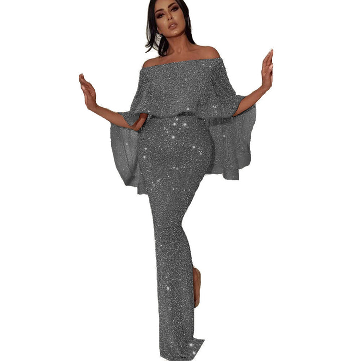 Elegant and sparkling evening set for women with off-shoulder design and wide leg Lune London