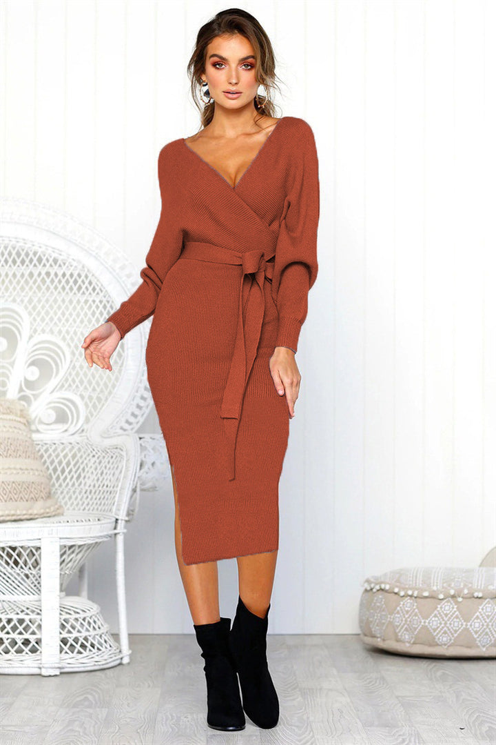 Elegant wrap dresses for women with a deep V-neckline and chic waist belt.