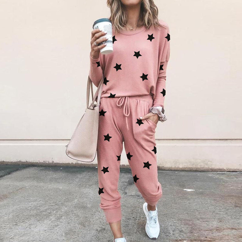 Women's jogging set with star print and elastic waistband Lune London