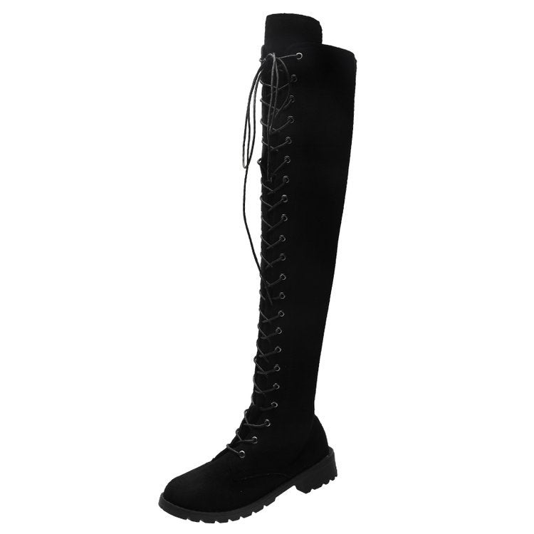 Knee-high boots for women with trendy lacing and non-slip sole Lune London