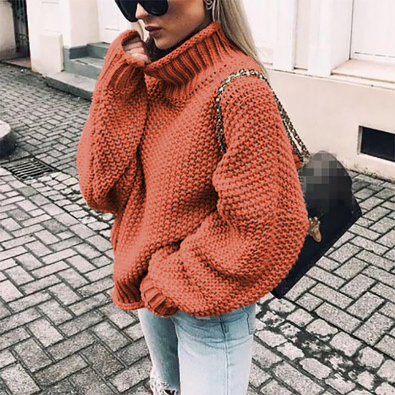 Thick knit women's sweater with turtleneck and relaxed fit Lune London