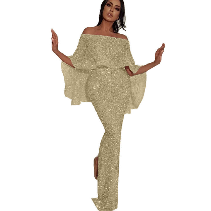 Elegant and sparkling evening set for women with off-shoulder design and wide leg Lune London