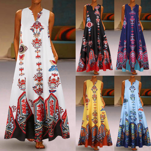Women's maxi dress with floral design and flared hem Amarae