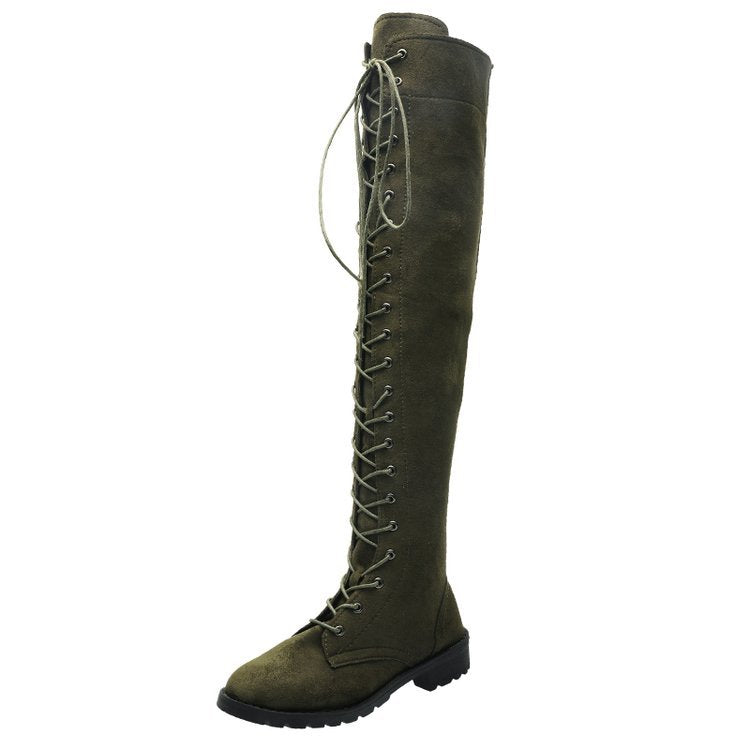 Knee-high boots for women with trendy lacing and non-slip sole Lune London