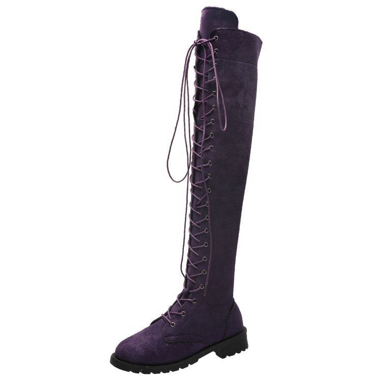 Knee-high boots for women with trendy lacing and non-slip sole Lune London