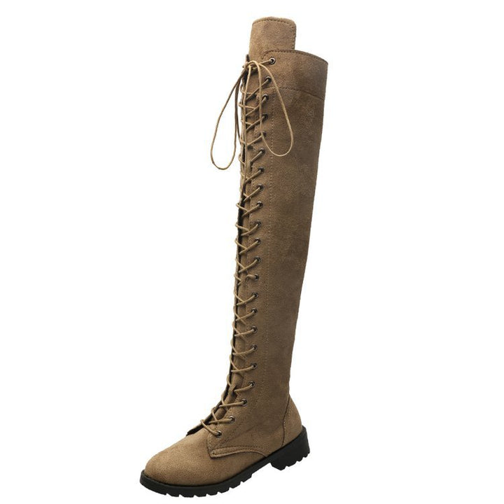 Knee-high boots for women with trendy lacing and non-slip sole Lune London
