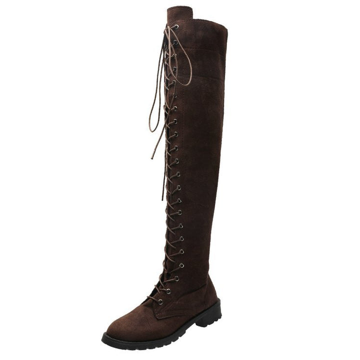 Knee-high boots for women with trendy lacing and non-slip sole Lune London